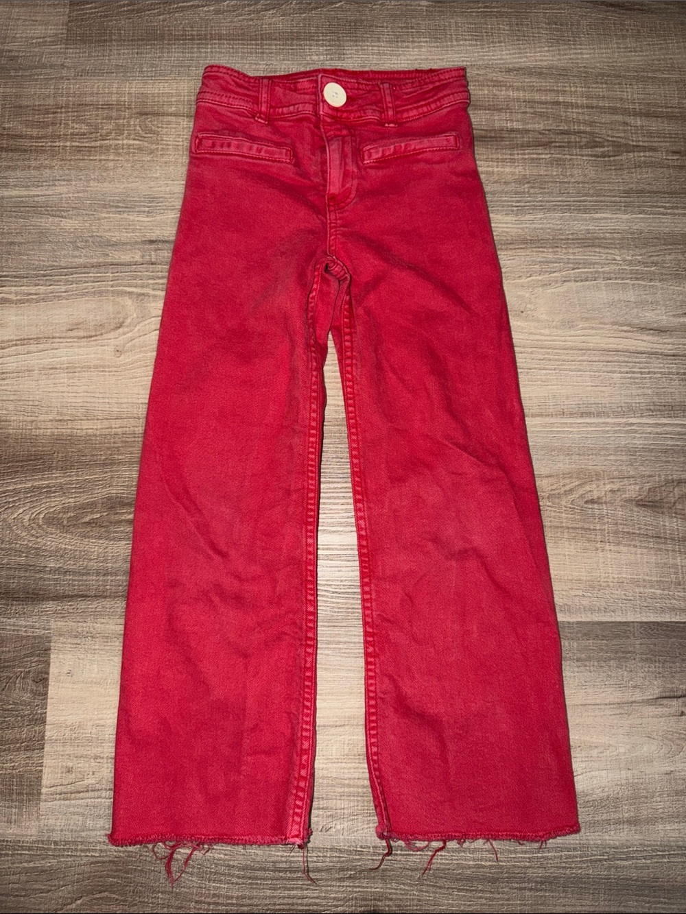 ❤️ Zara Kids Girls Size 6/7 Red Wide-Leg Jeans ❤️